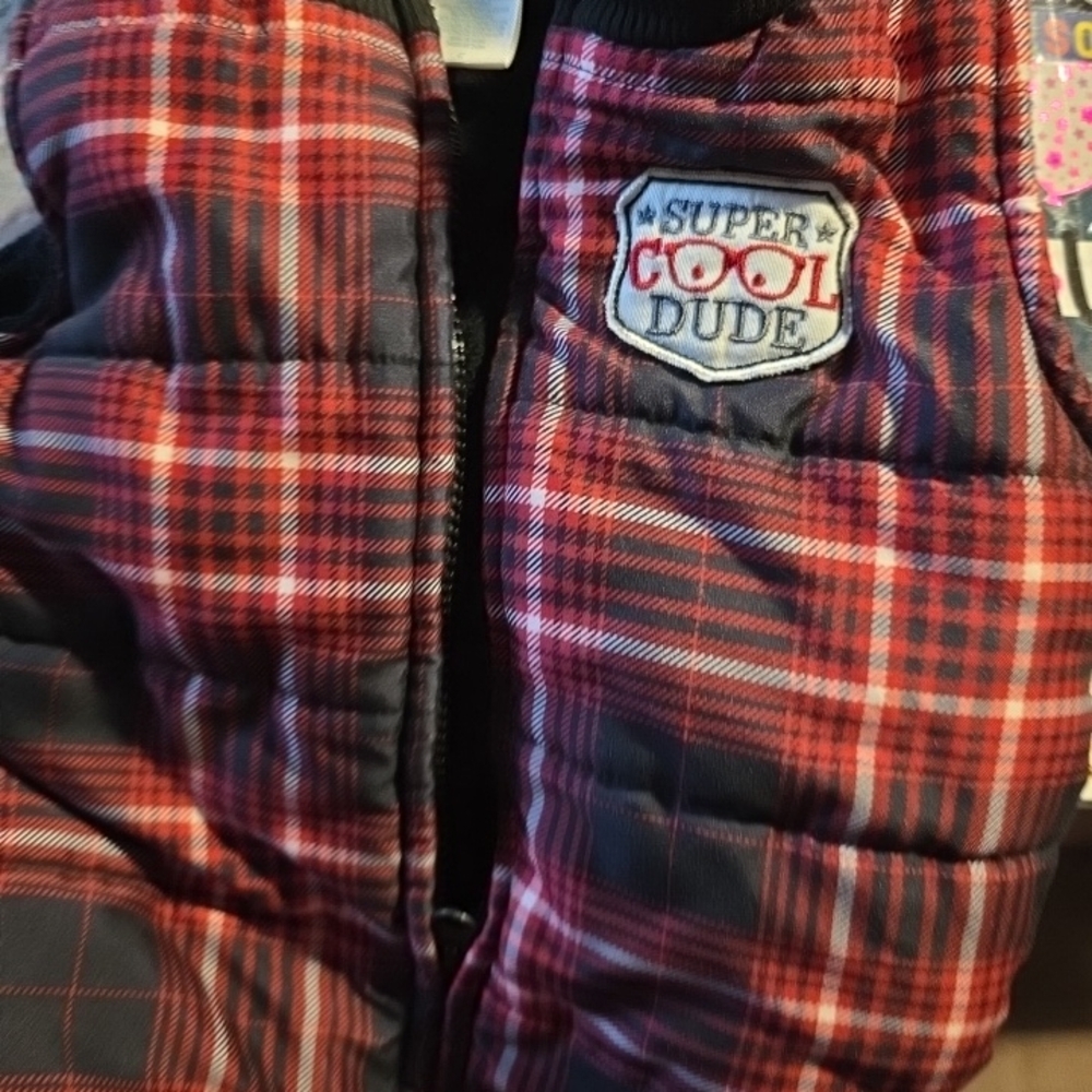 Red Plaid Kids Vest